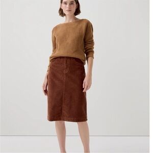 NWT PACT Mahogany Rust Brown Modern Corduroy MIDI Skirt Organic Cotton Small